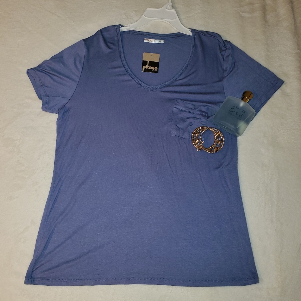 Cornflower Blue XL Ladies Cap Sleeve Tee!